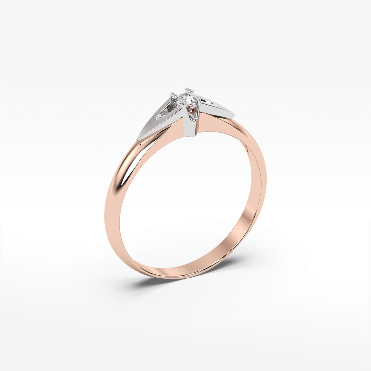 Pierścionek z różowego złota z diamentem - próba 585 0,04CT PV-043C