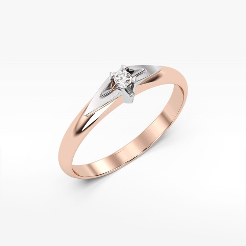 Pierścionek z różowego złota z diamentem - próba 585 0,04CT PV-043C