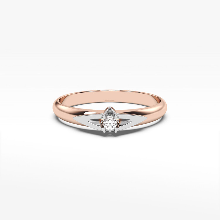 Pierścionek z różowego złota z diamentem - próba 585 0,04CT PV-043C
