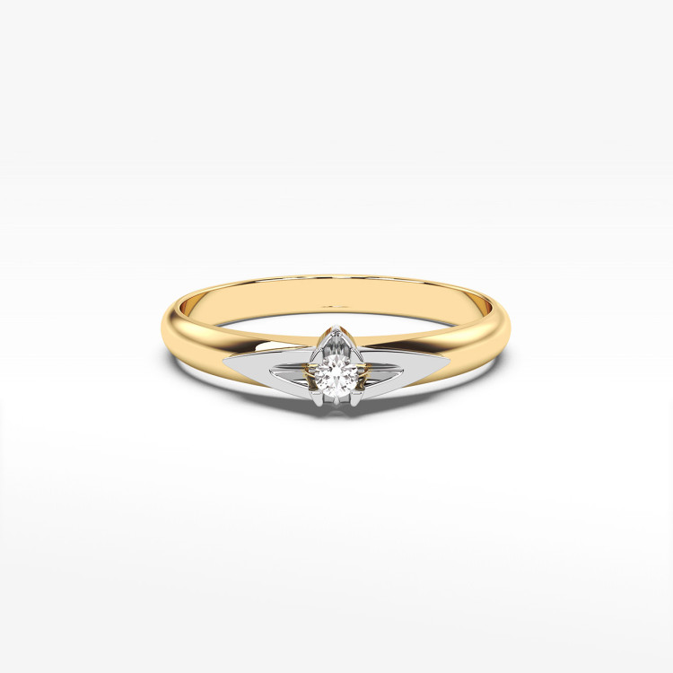 Pierścionek z żółtego złota z diamentem - próba 585 0,04CT PV-043A