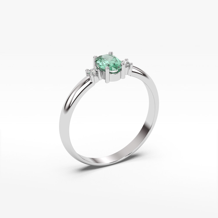 Pierścionek z białego złota ze szmaragdem - próba 585 0,48CT PV-063BSZ
