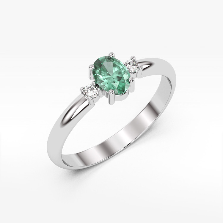 Pierścionek z białego złota ze szmaragdem - próba 585 0,48CT PV-063BSZ