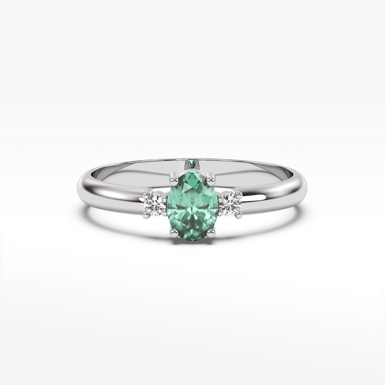 Pierścionek z białego złota ze szmaragdem - próba 585 0,48CT PV-063BSZ