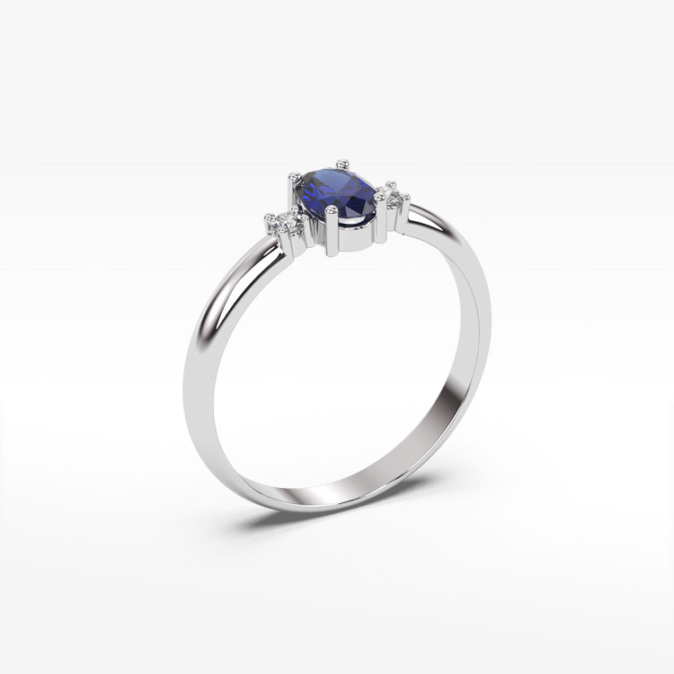 Pierścionek z białego złota z szafirem - próba 585 0,78CT PV-063BS