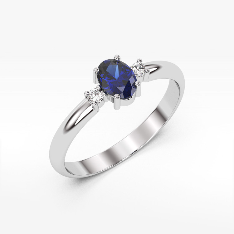 Pierścionek z białego złota z szafirem - próba 585 0,78CT PV-063BS