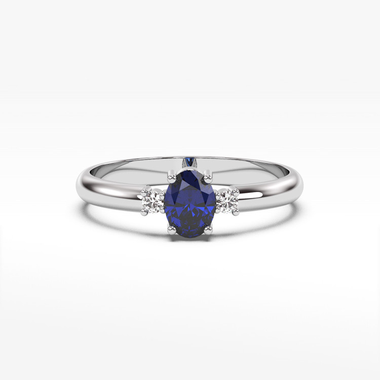 Pierścionek z białego złota z szafirem - próba 585 0,78CT PV-063BS