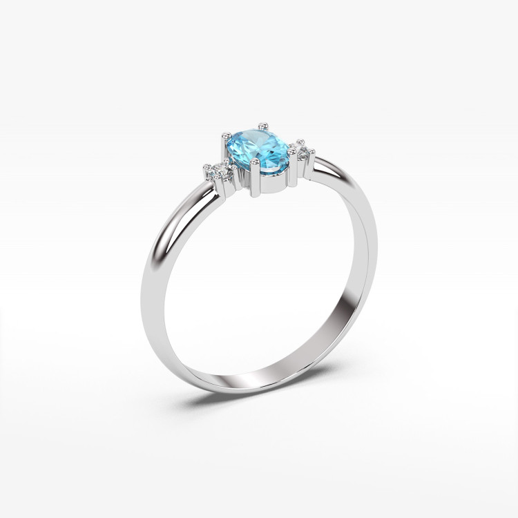 Pierścionek z białego złota z topazem Swiss - próba 585 0,58CT PV-063BT