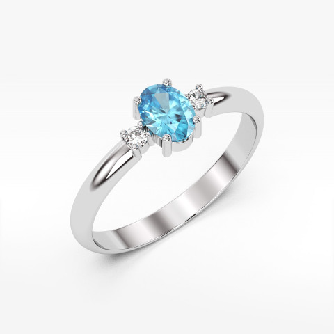 Pierścionek z białego złota z topazem Swiss - próba 585 0,58CT PV-063BT