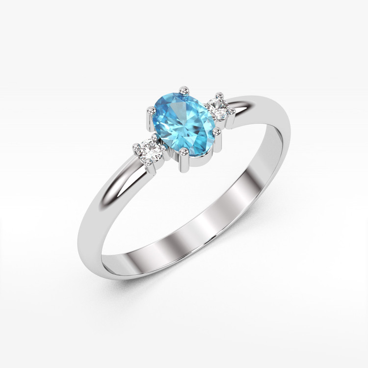 Pierścionek z białego złota z topazem Swiss - próba 585 0,58CT PV-063BT