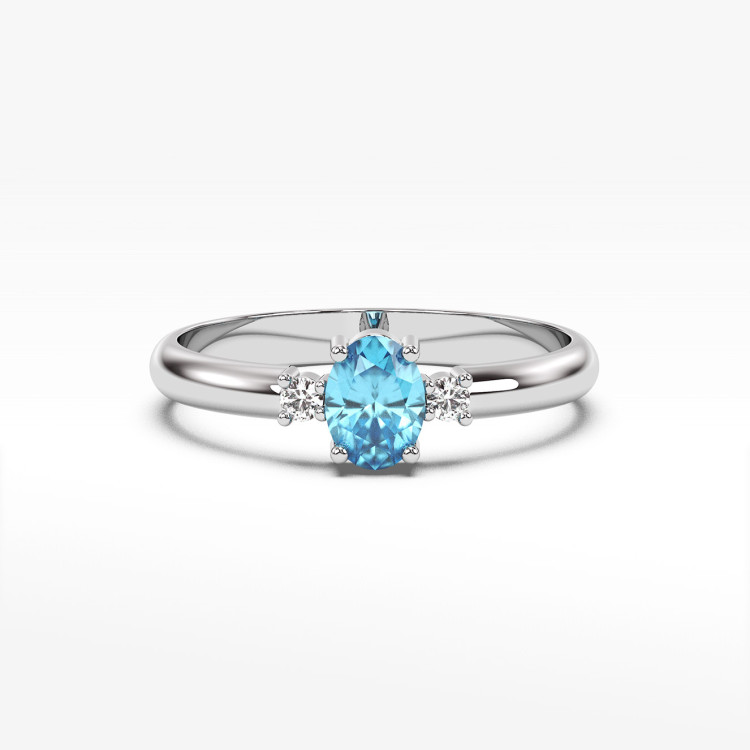 Pierścionek z białego złota z topazem Swiss - próba 585 0,58CT PV-063BT