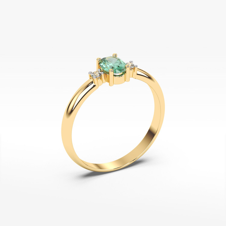 Pierścionek z żółtego złota ze szmaragdem - próba 585 0,48CT PV-063ASZ