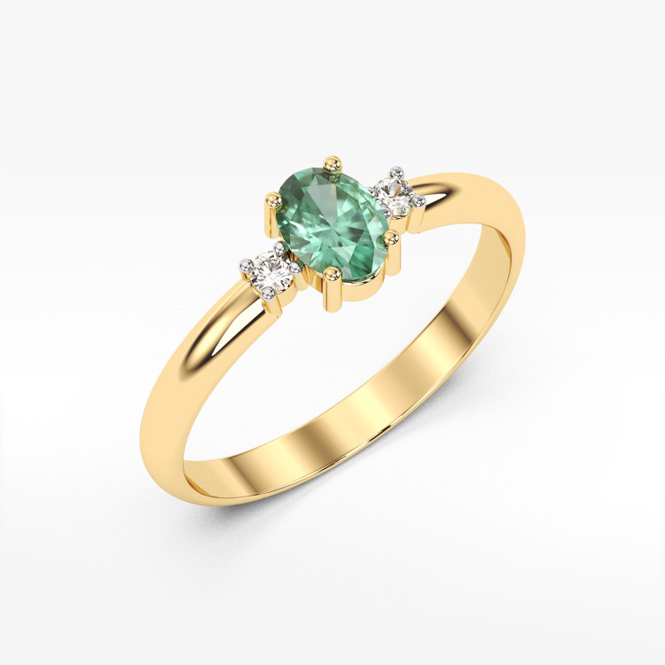 Pierścionek z żółtego złota ze szmaragdem - próba 585 0,48CT PV-063ASZ