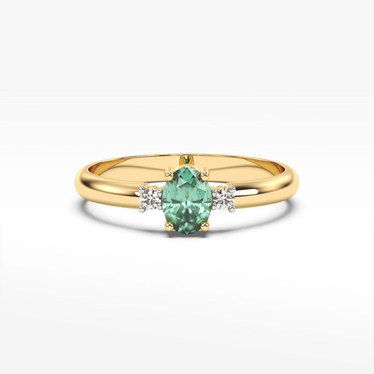 Pierścionek z żółtego złota ze szmaragdem - próba 585 0,48CT PV-063ASZ