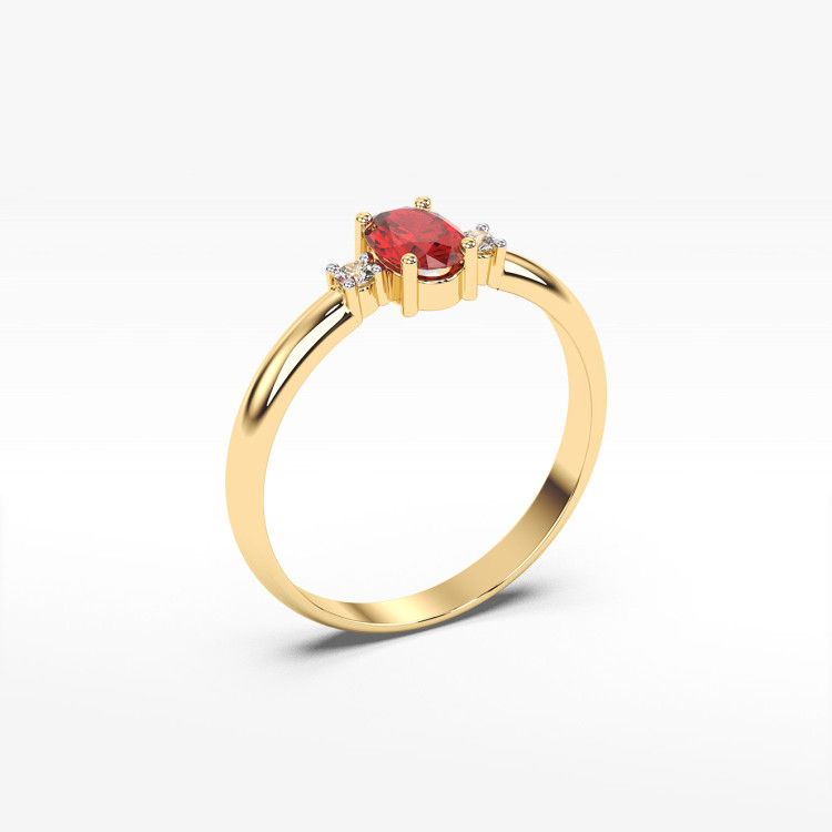 Pierścionek z żółtego złota z rubinem - próba 585 0,68CT PV-063AR