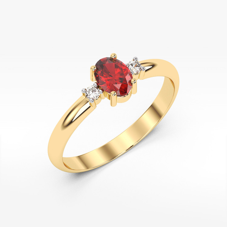 Pierścionek z żółtego złota z rubinem - próba 585 0,68CT PV-063AR