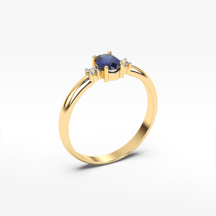 Pierścionek z żółtego złota z szafirem - próba 585 0,78CT PV-063AS