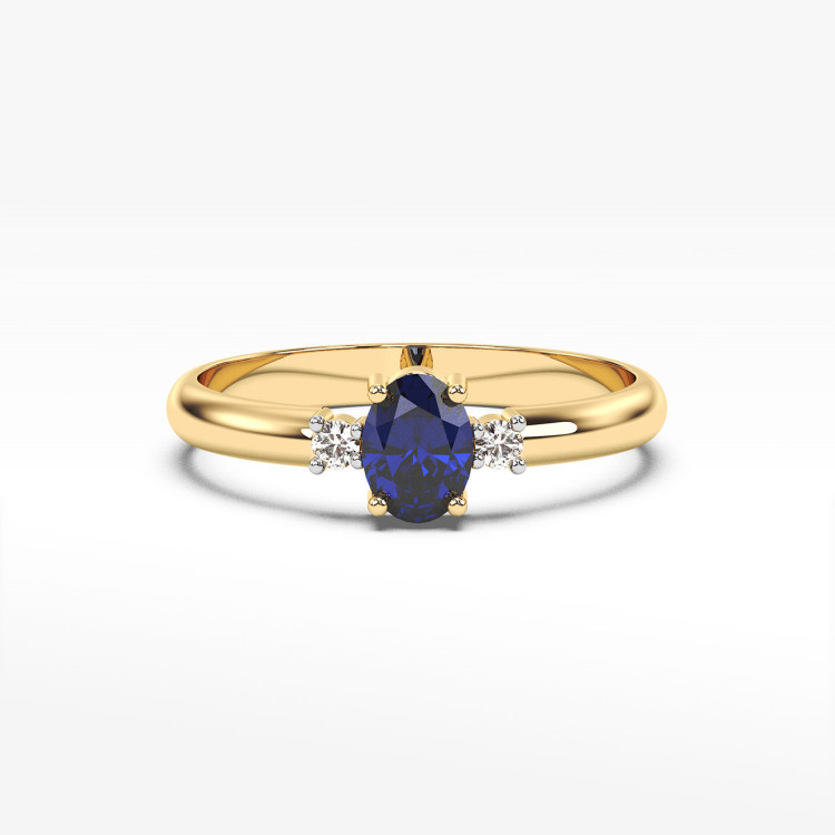Pierścionek z żółtego złota z szafirem - próba 585 0,78CT PV-063AS
