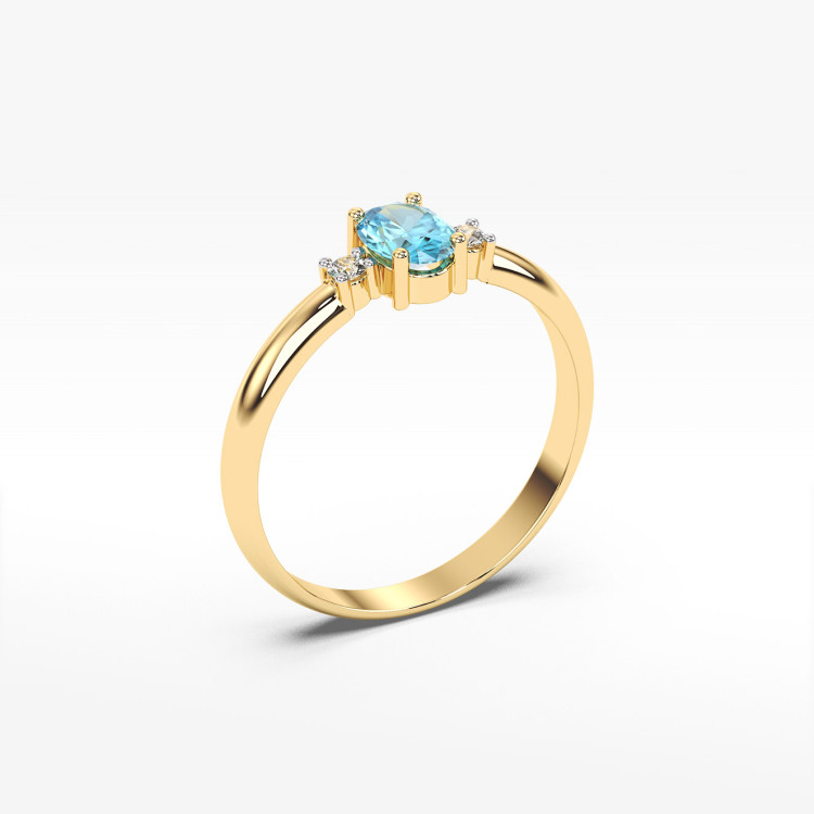 Pierścionek z żółtego złota z topazem Swiss - próba 585 0,58CT PV-063AT