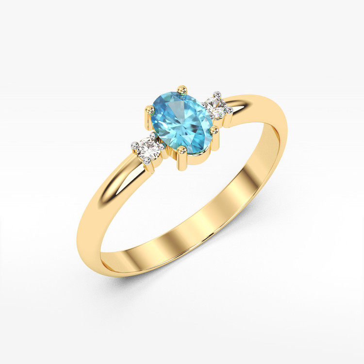 Pierścionek z żółtego złota z topazem Swiss - próba 585 0,58CT PV-063AT