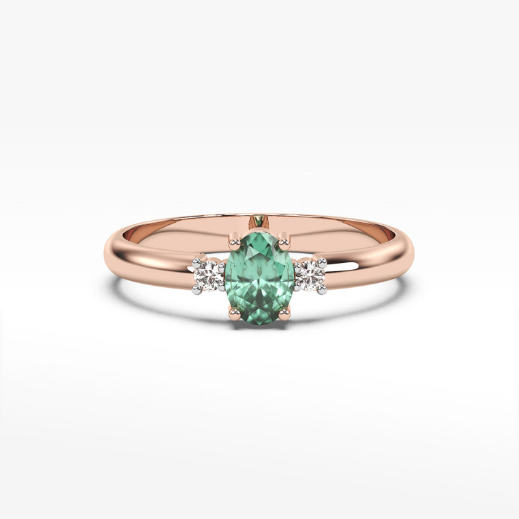 Pierścionek z różowego złota ze szmaragdem - próba 585 0,48CT PV-063CSZ
