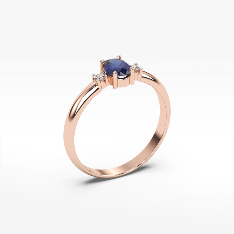 Pierścionek z różowego złota z szafirem - próba 585 0,78CT PV-063CS