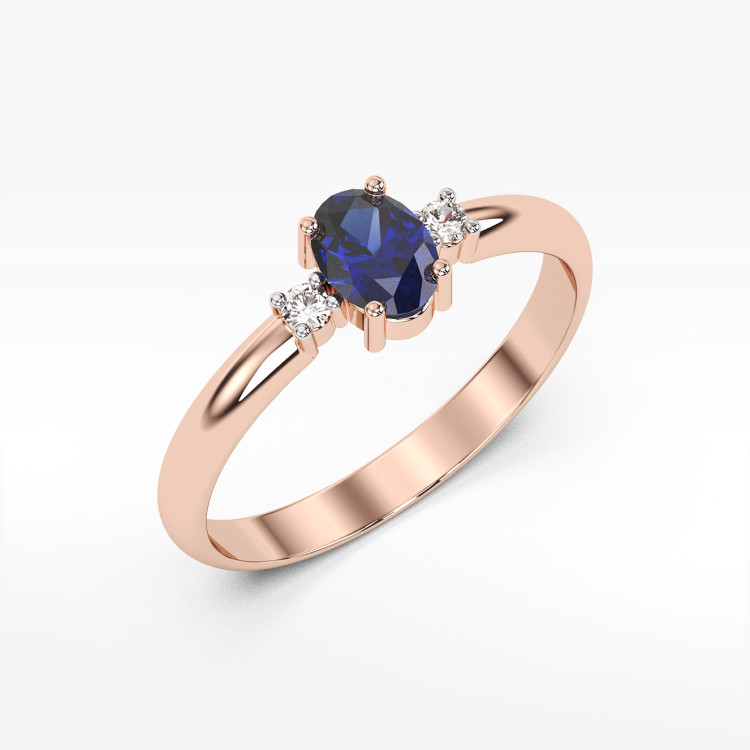 Pierścionek z różowego złota z szafirem - próba 585 0,78CT PV-063CS