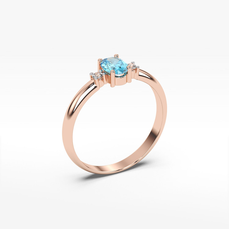 Pierścionek z różowego złota z topazem Swiss - próba 585 0,58CT PV-063CT