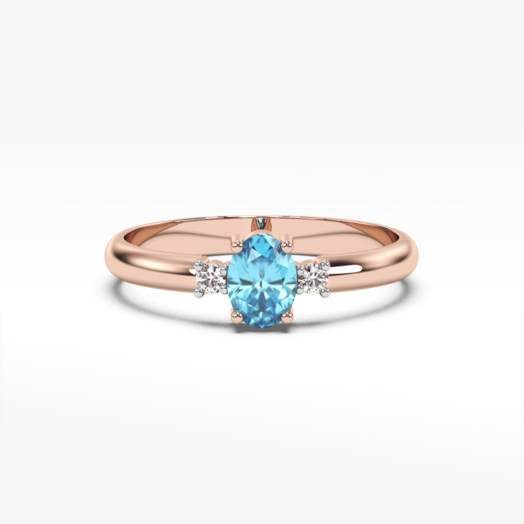 Pierścionek z różowego złota z topazem Swiss - próba 585 0,58CT PV-063CT