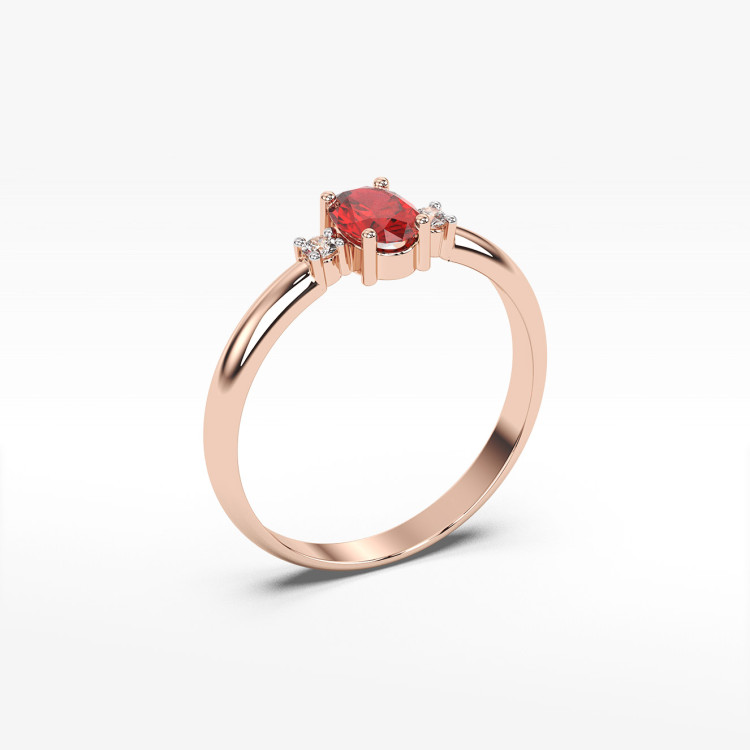 Pierścionek z różowego złota z rubinem - próba 585 0,68CT PV-063CR