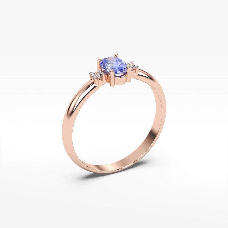 Pierścionek z różowego złota z tanzanitem - próba 585 0,48CT PV-063CTAN