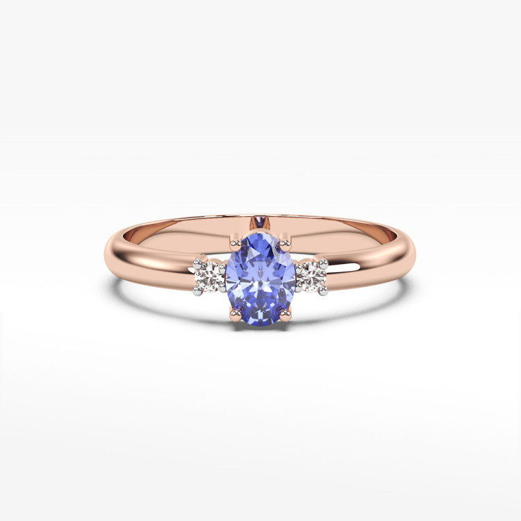 Pierścionek z różowego złota z tanzanitem - próba 585 0,48CT PV-063CTAN