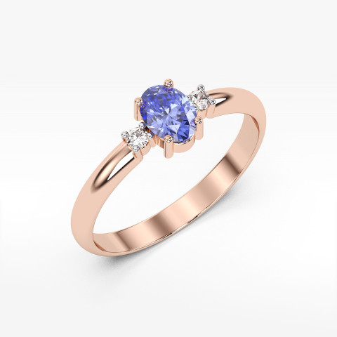 Pierścionek z różowego złota z tanzanitem - próba 585 0,48CT PV-063CTAN