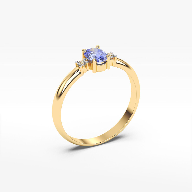 Pierścionek z żółtego złota z tanzanitem - próba 585 0,48CT PV-063ATAN