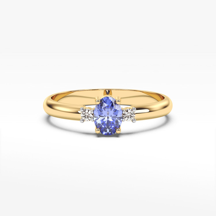 Pierścionek z żółtego złota z tanzanitem - próba 585 0,48CT PV-063ATAN