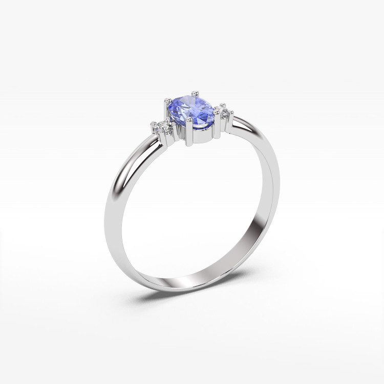 Pierścionek z białego złota z tanzanitem - próba 585 0,48CT PV-063BTAN