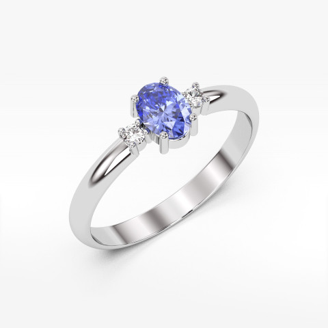 Pierścionek z białego złota z tanzanitem - próba 585 0,48CT PV-063BTAN