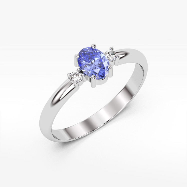Pierścionek z białego złota z tanzanitem - próba 585 0,48CT PV-063BTAN