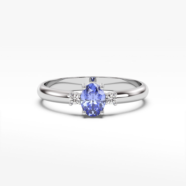 Pierścionek z białego złota z tanzanitem - próba 585 0,48CT PV-063BTAN