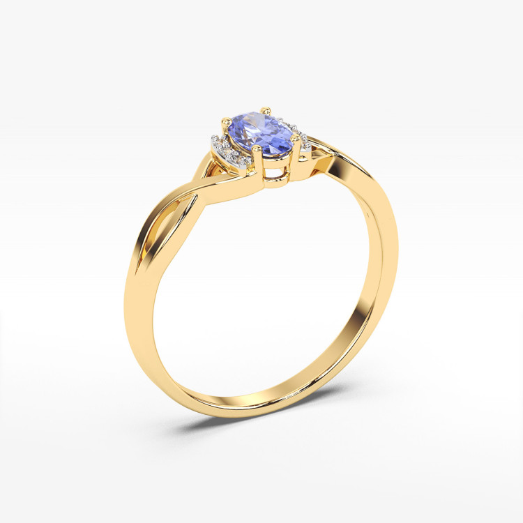 Pierścionek z żółtego złota z tanzanitem - próba 585 0,452CT PV-073ATAN