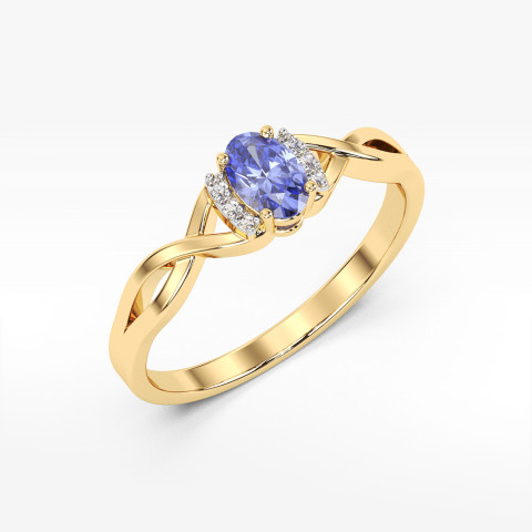 Pierścionek z żółtego złota z tanzanitem - próba 585 0,452CT PV-073ATAN