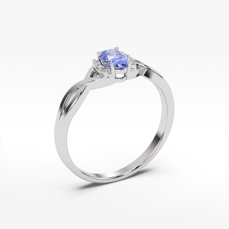 Pierścionek z białego złota z tanzanitem - próba 585 0,452CT PV-073BTAN