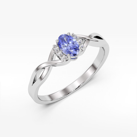 Pierścionek z białego złota z tanzanitem - próba 585 0,452CT PV-073BTAN
