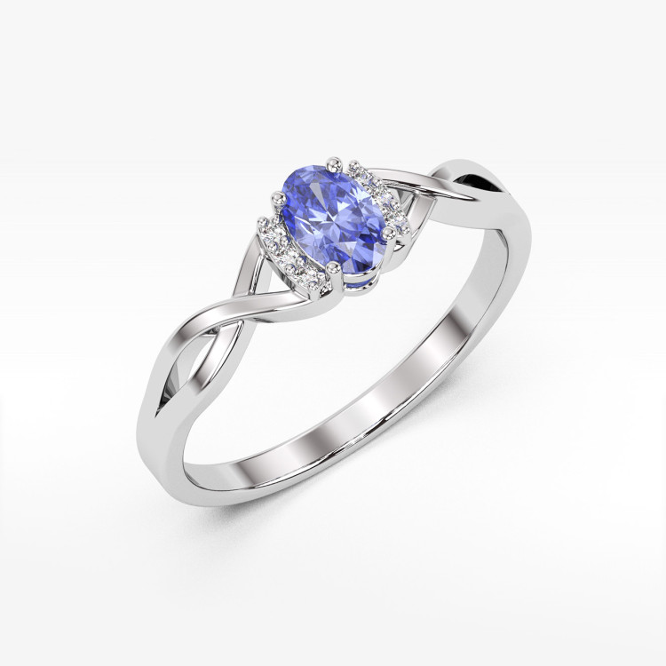 Pierścionek z białego złota z tanzanitem - próba 585 0,452CT PV-073BTAN