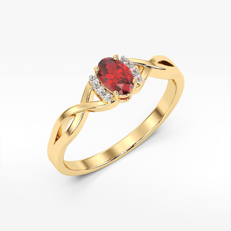 Pierścionek z żółtego złota z rubinem - próba 585 0,652CT PV-073AR