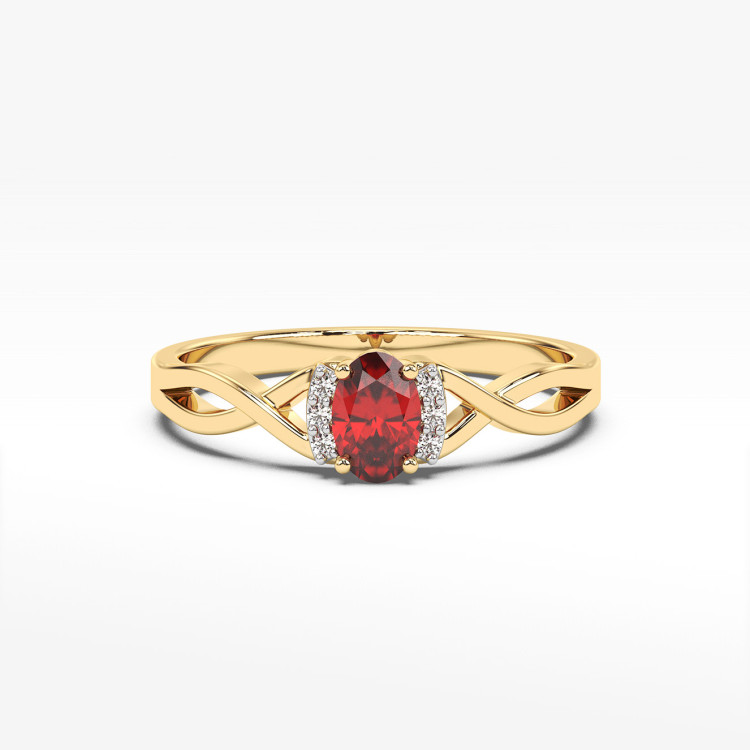Pierścionek z żółtego złota z rubinem - próba 585 0,652CT PV-073AR