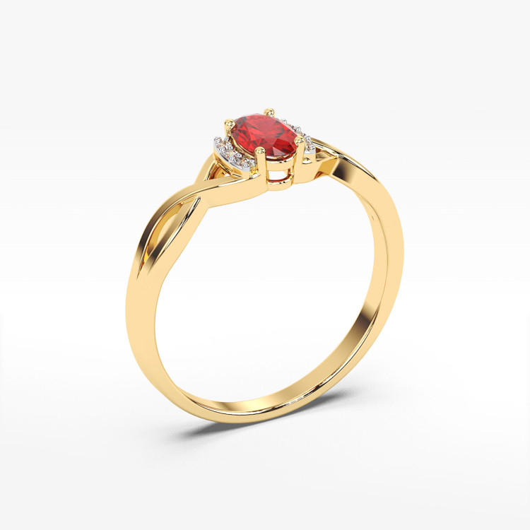 Pierścionek z żółtego złota z rubinem - próba 585 0,652CT PV-073AR