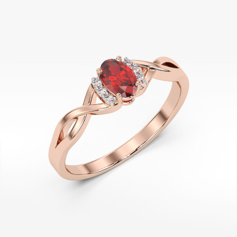 Pierścionek z różowego złota z rubinem - próba 585 0,652CT PV-073CR