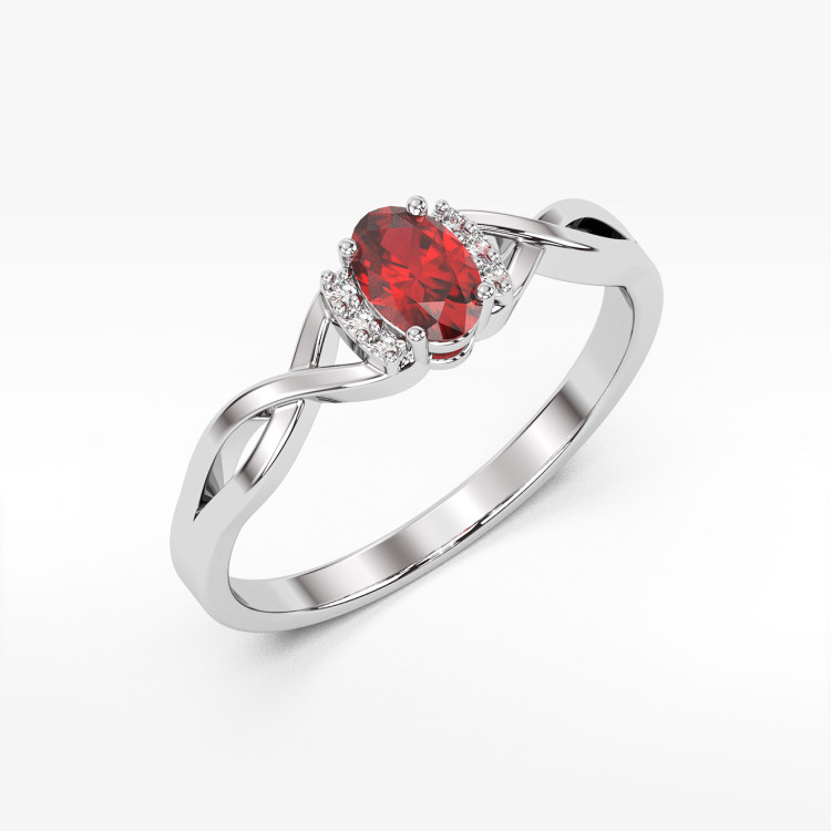 Pierścionek z białego złota z rubinem - próba 585 0,652CT PV-073BR