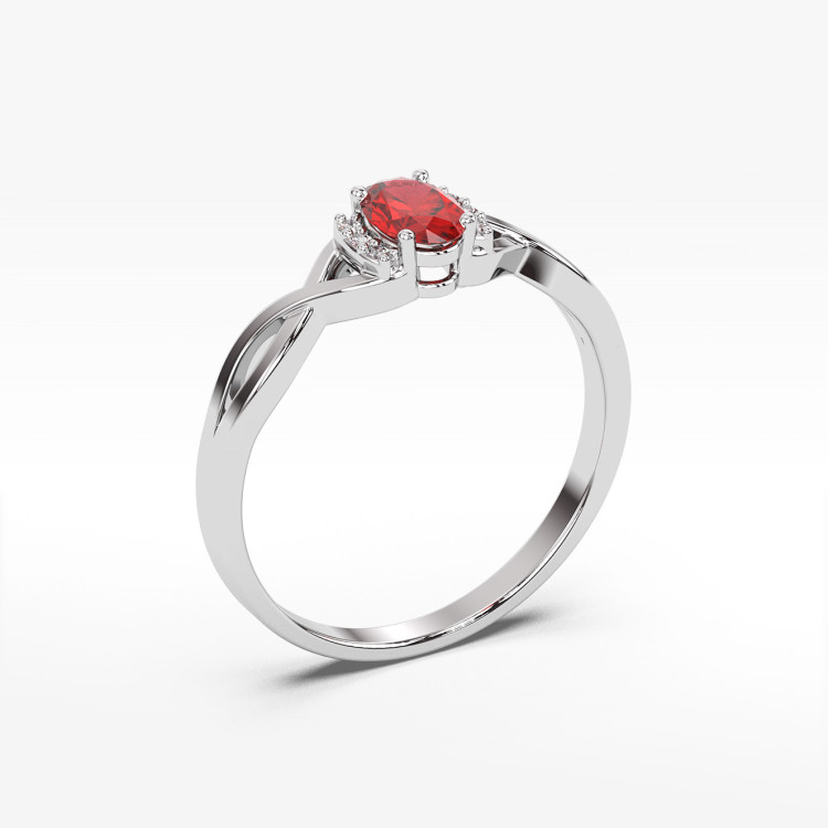 Pierścionek z białego złota z rubinem - próba 585 0,652CT PV-073BR