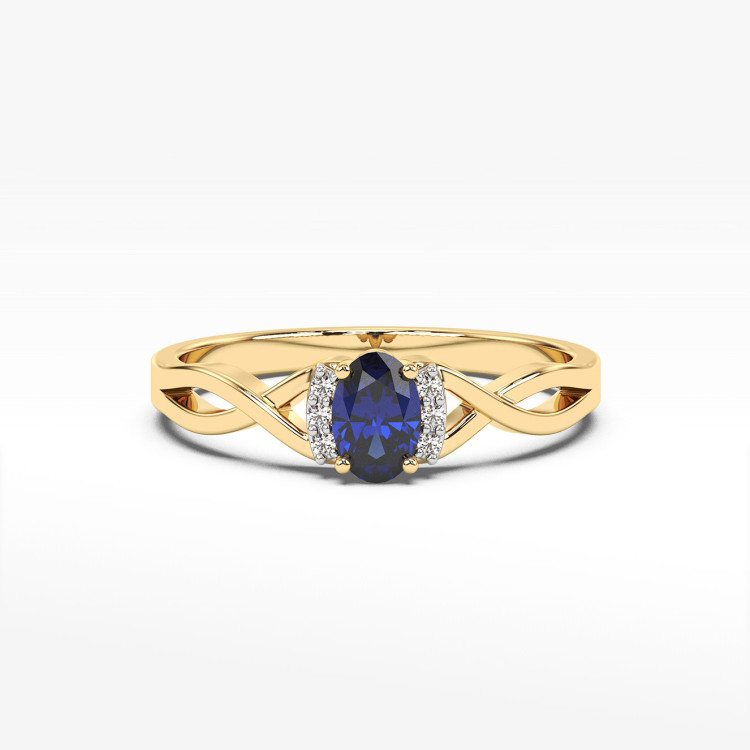 Pierścionek z żółtego złota z szafirem - próba 585 0,752CT PV-073AS